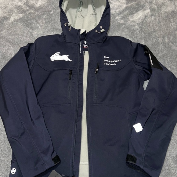 Storm Blue Performance Jacket with Hood and Water-Resistant Fabric